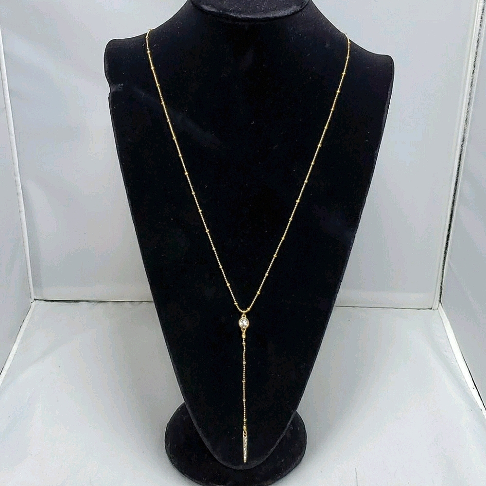 Laundry gold chain necklace with rhinestone drop
